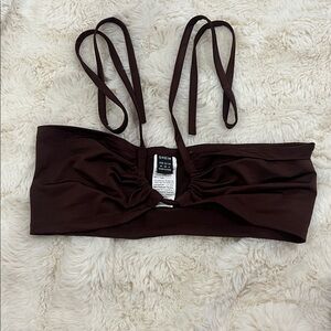 SHEIN Dark Brown Strapless Top with Ties